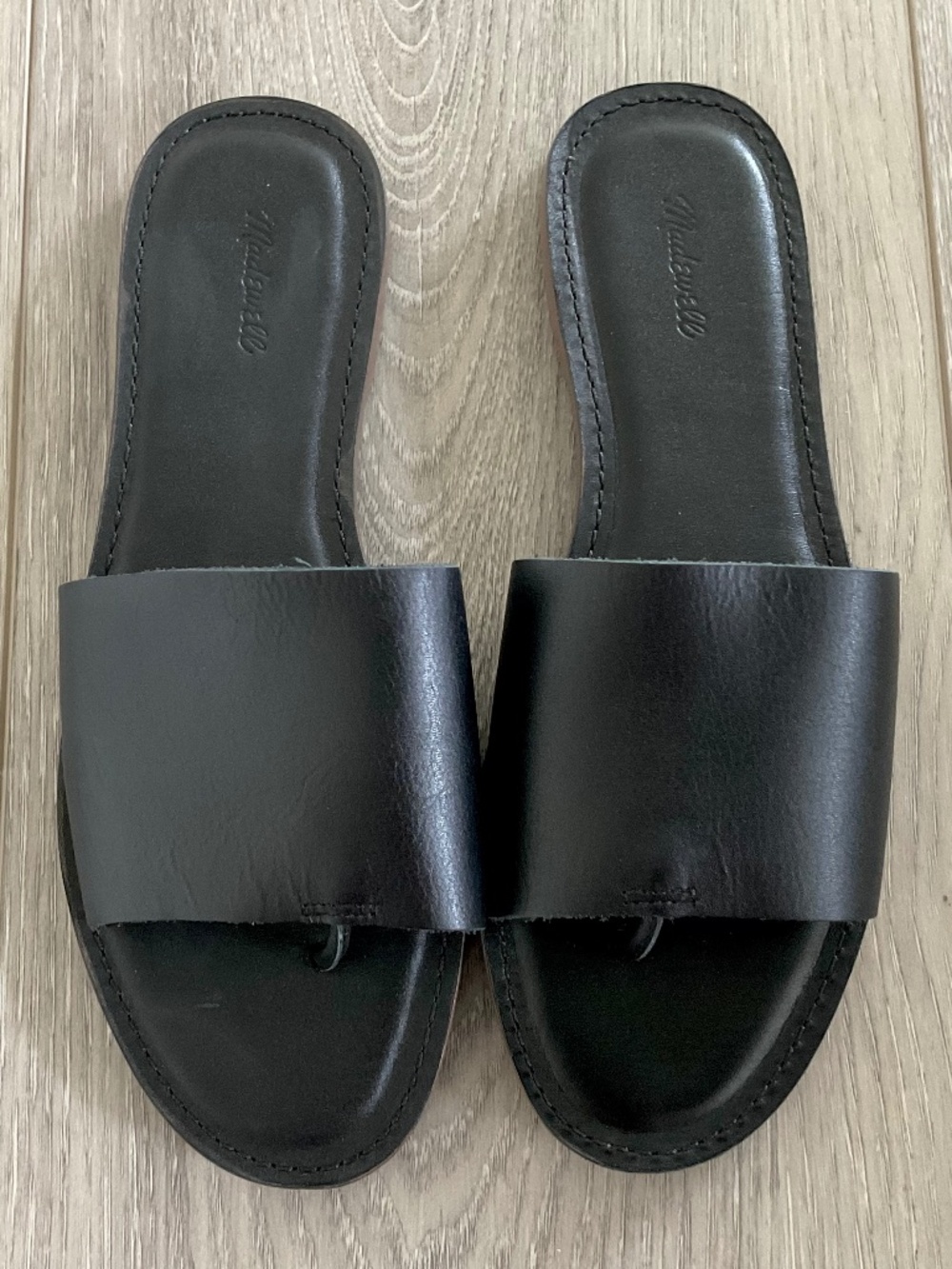 MADEWELL The Boardwalk Post Slide Sandal in True Black Size 8 NEW